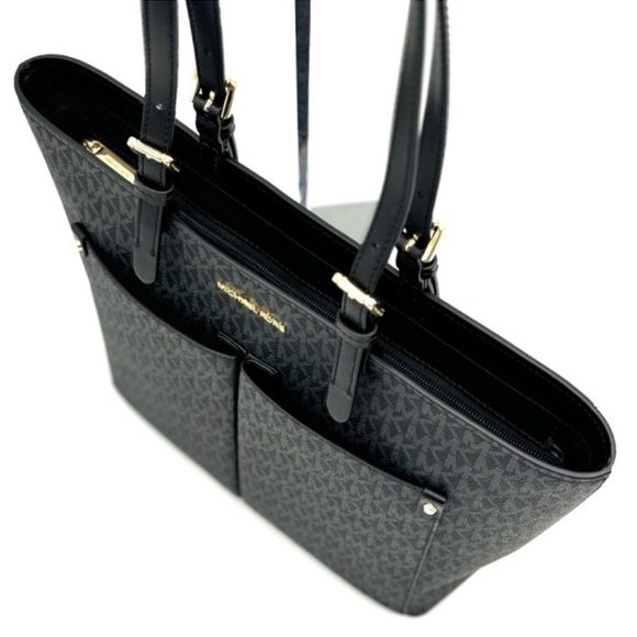Michael Kors Jet Set Medium Pocket Tote Bag & Double Zip Wallet Black Multi - Picture 6 of 13